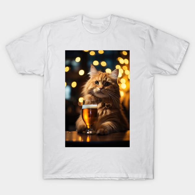 Hard Working Hard Drinking Cat T-Shirt by JensenArtCo